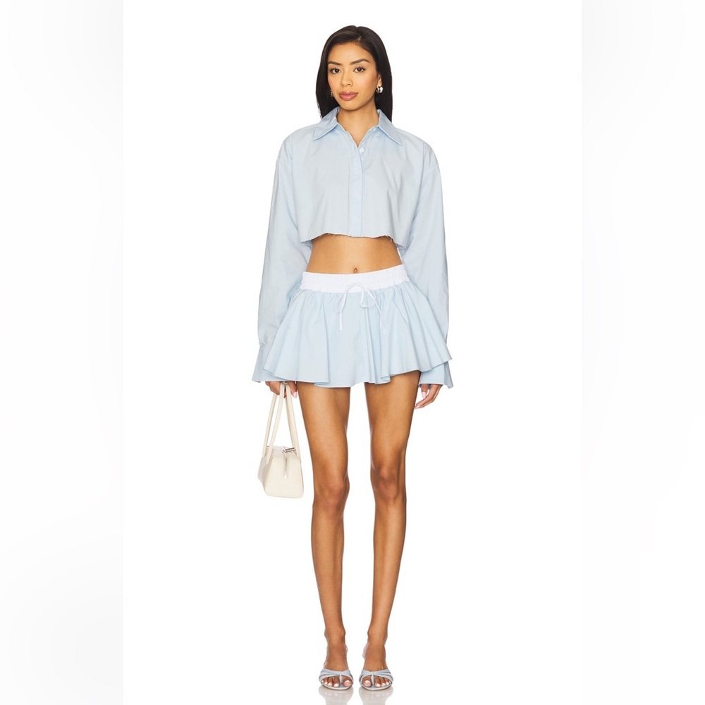 Lovers and Friends Palmer Cropped Top & Skort in Baby Blue